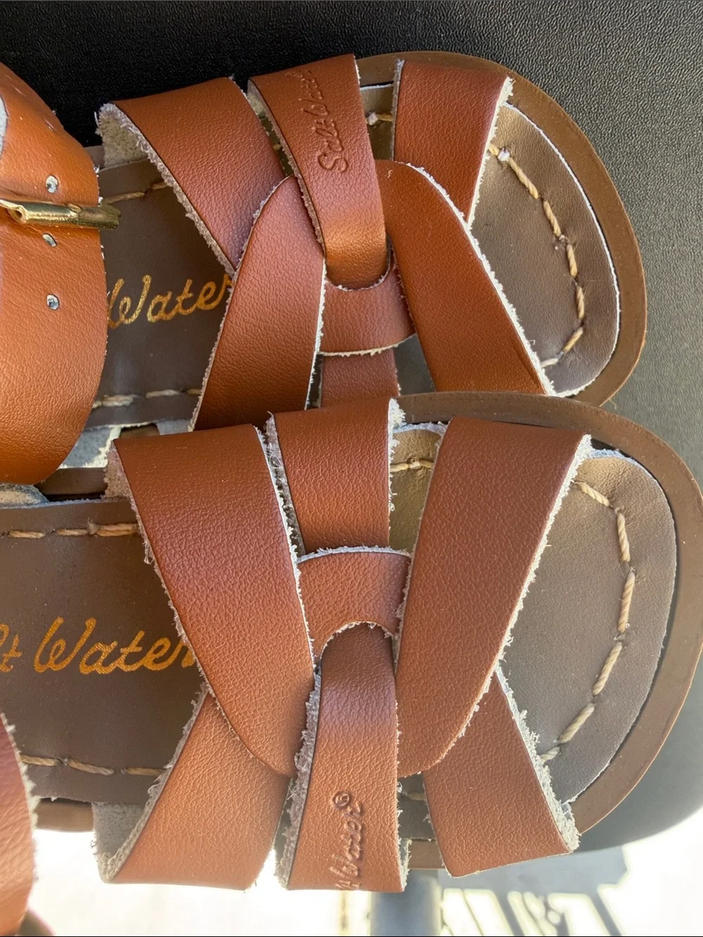 Brown Kids Salt Water Sandals Size 5